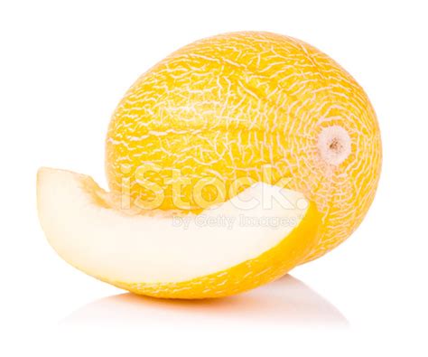 Fresh Whole Honeydew Melon And A Slice Isolated Stock Photo Royalty