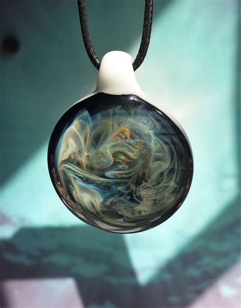 Blown Glass Pendant Necklace Swirling Beauty Glass Bead T For Her T For Him Glass