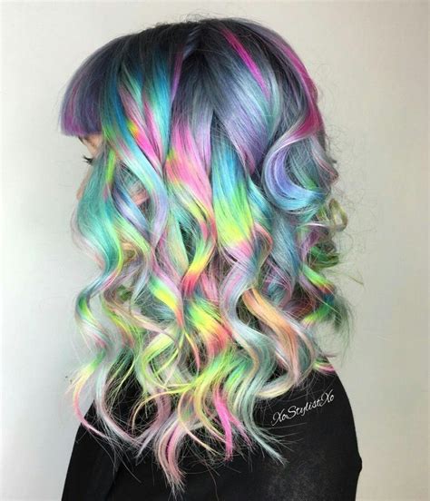 Pastel Rainbow Unicorn Highlights Colored Hair Holographic Hair