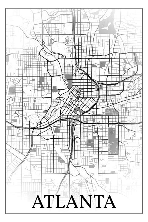 Atlanta Georgia Usa City Map Print Digital Art By Dandi Studio
