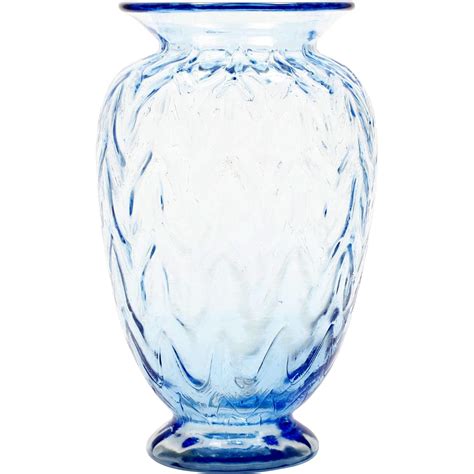 Fenton Blue Art Glass Vase Limited Edition Sculptured Ice