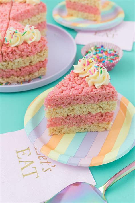 70 delicious birthday cake alternatives. Simple Cake Slice Rice Krispies Treats with Vanilla ...