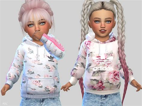 Pinkzombiecupcakes Toddler Floral Sporty Hoodie 028 Sims 4 Clothing