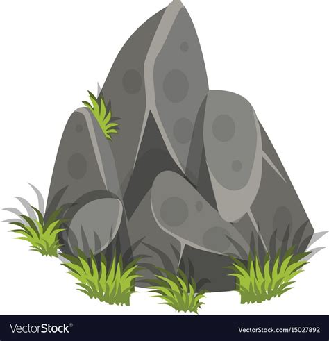 Isometric Cartoon Rock Slab With Grass Tileset Vector Image On