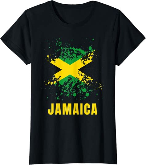 Jamaica Retro Vintage Watercolors Sport Jamaican Flag T Shirt For Women