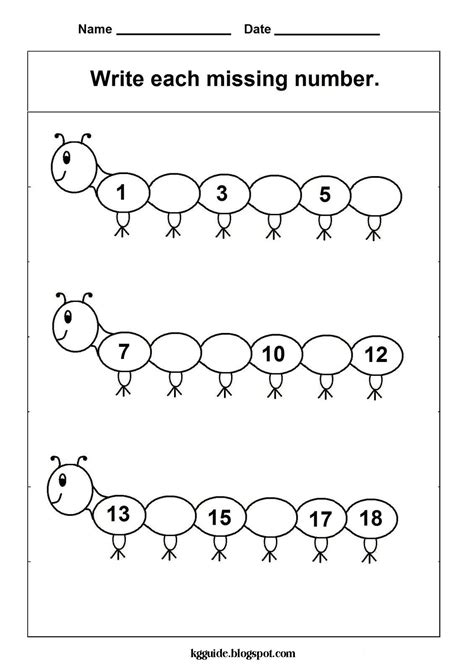 Kindergarten Worksheet Numbers 1 20