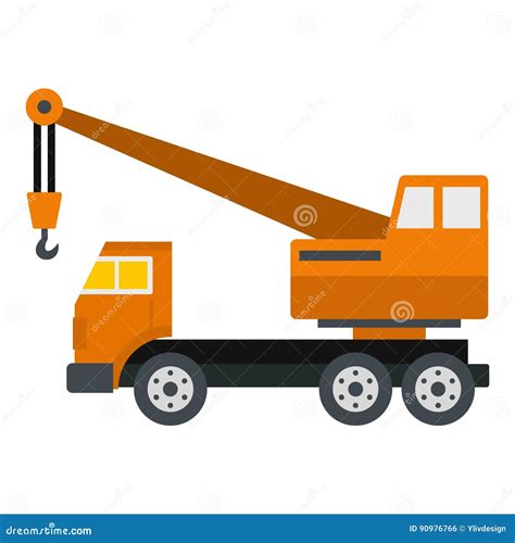 Orange Truck Crane Icon Isolated Stock Vector Illustration Of Freight