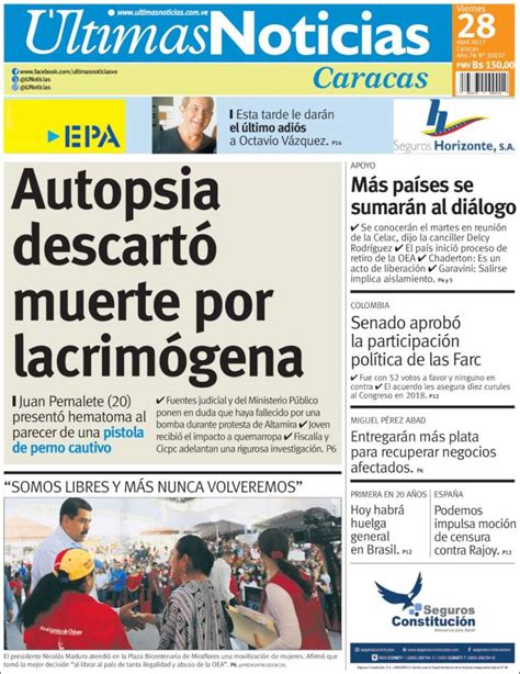 Periódico Últimas Noticias Venezuela Periódicos De Venezuela