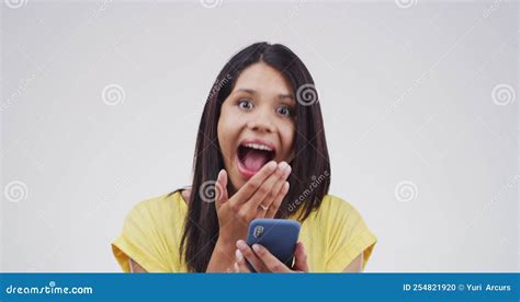 Happy Surprise Wow And Woman On Phone With Good News Getting Hired For Job Or Promotion Girl