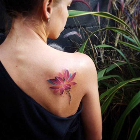 Purple Lotus Tattoo On Shoulder Blade Best Tattoo Ideas