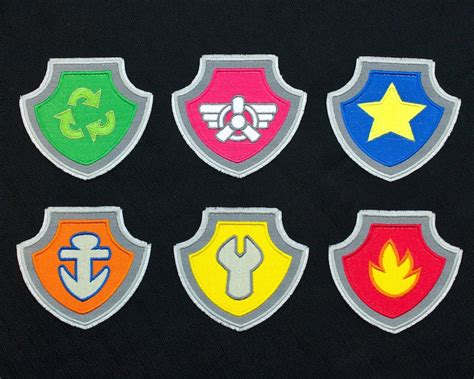 Paw Patrol Character Shields Embroidered Iron On Patches Buy Etsy