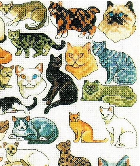 Vintage Cross Stitch Patterns Mini Kitty Cat Motifs Pdf Etsy
