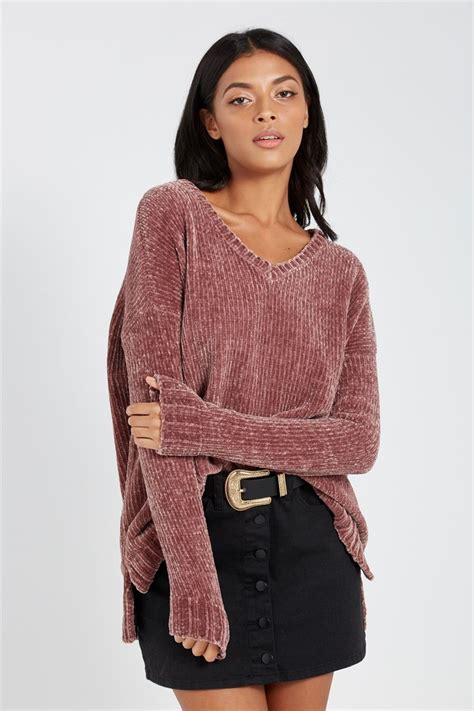 Chenille V Neck Longline Knit Sweater Our Chenille V Neck Longline Knit
