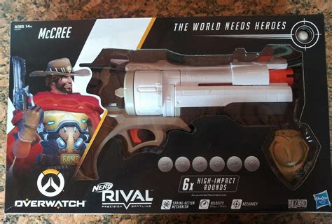 Overwatch Mccree Nerf Rival Blaster Wdie Cast Badge And 6 Nerf Rival
