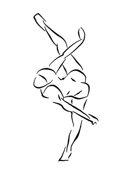 Minimalist Ballet Line Art Drawing 1x Mixed Media By Brian Reaves