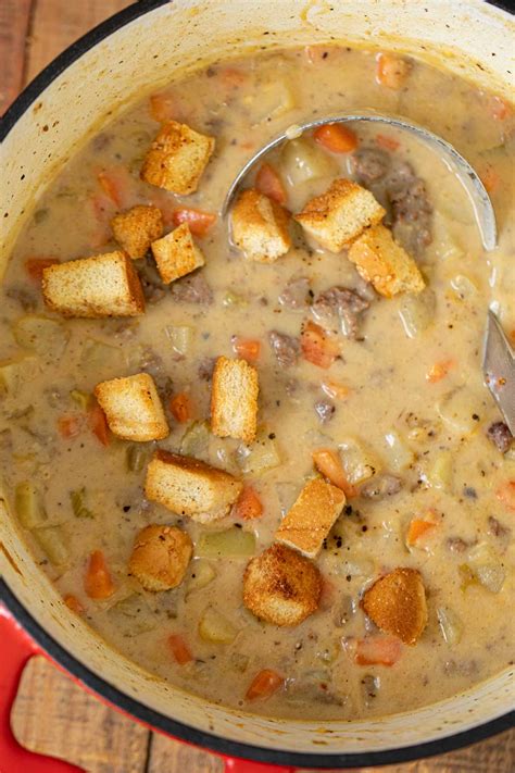 Beat all of the topping ingredients together lightly. Easy Cheeseburger Soup Recipe - Dinner, then Dessert ...