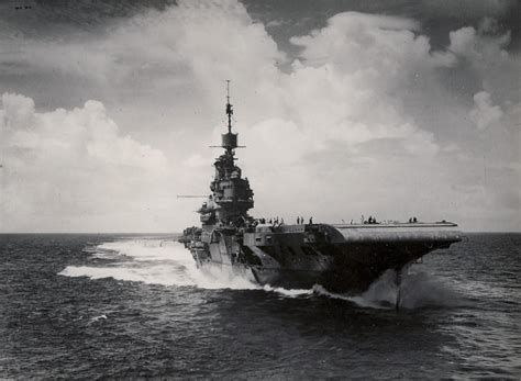 Bows On Shot Of The Royal Navy Aircraft Carrier Hms Illustrious 87 At