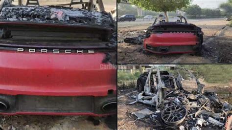 Gurugram Overspeeding Porsche 911 Hits Tree Catches Fire