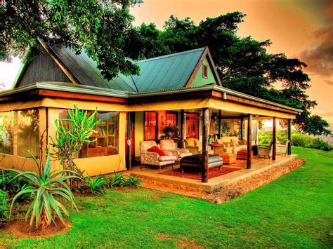 Man Made House Caribbean Tropical Porch Wallpaper House Small