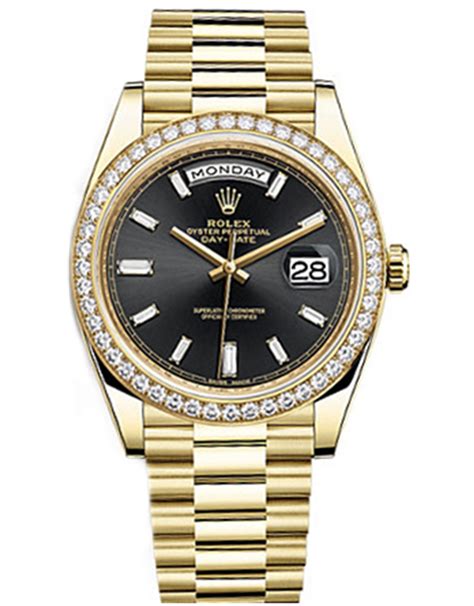 Replica Rolex Day Date Black Diamond Dial Mens Gold Watch 228348rbr 40mm