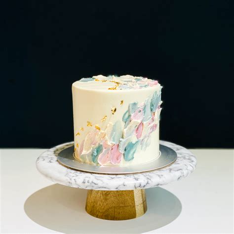 Pastel Pink And Teal Abstract Cake With Gold Leaves Bob The Baker Boy