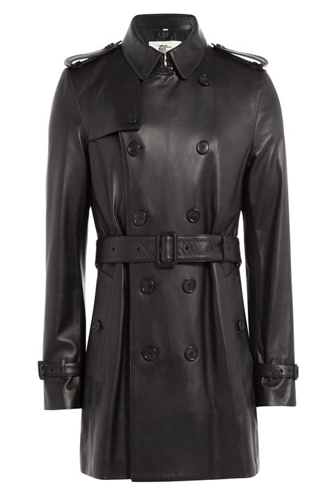 Burberry Leather Trench Coat Black In Black For Men Lyst