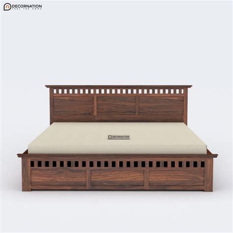 Boston Wooden Storage Double Bed With Storage Brown Decornation
