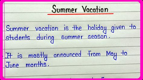10 Lines On Summer Vacation In English My Summer Vacation 10 Lines