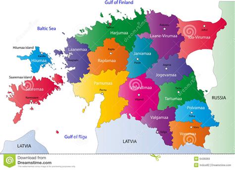 Ontdek finland met kaarten van de noorderzon! De kaart van Estland vector illustratie. Illustratie ...