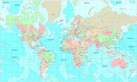 Download A Colored World Map With Grids Wallpaper