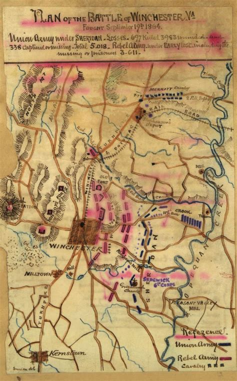 Plan Of The Battle Of Winchester Va Fought September 19th 1864