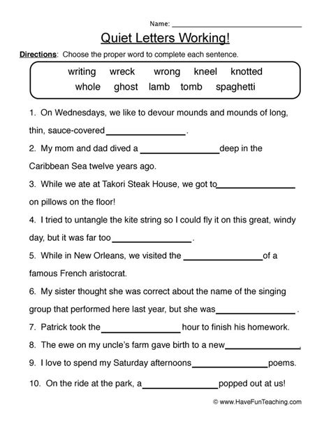 A collection of downloadable worksheets, exercises and activities to teach silent letters, shared by english language teachers. Silent Letters Worksheets | Have Fun Teaching