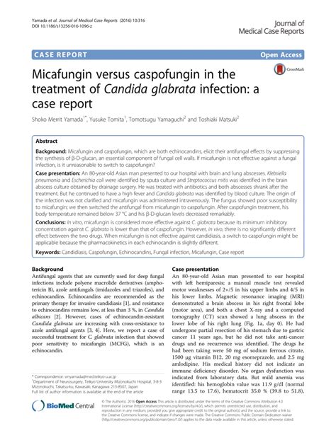 Pdf Micafungin Versus Caspofungin In The Treatment Of Candida