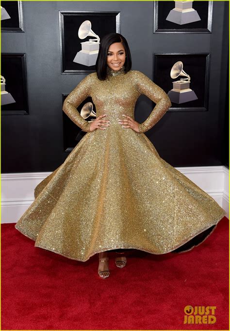 Ashanti Sparkles In Wavy Gold Dress At The Grammys 2018 Photo 4023221