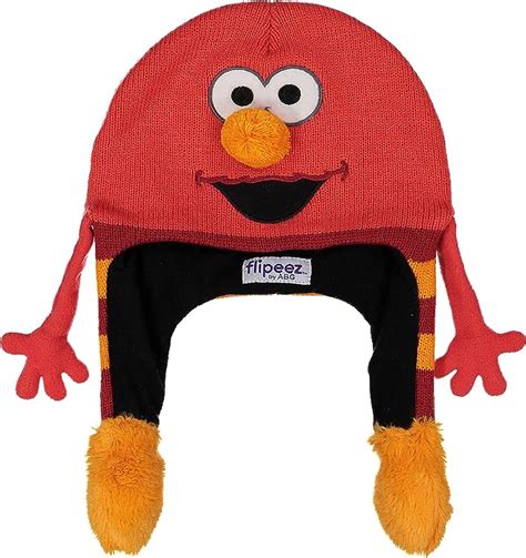 Sesame Street Boys Winter Hat Elmo Squeeze And Flap Fun Cold Weather