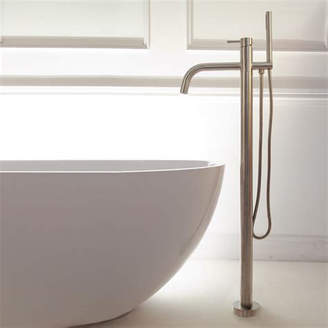 Noa Floor Mounted Bath Filler Brushed Stainless Steel Livinghouse