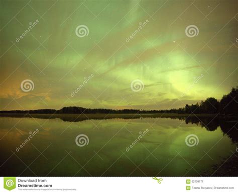 Northern Lights At Night Over Lake Stock Image Image Of Borealis