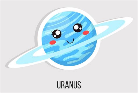 Dibujos Animados Lindo Planeta Urano Aislado Sobre Fondo Blanco