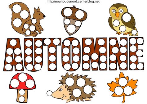 Automne à Colorier à Gommettes Et En Couleur