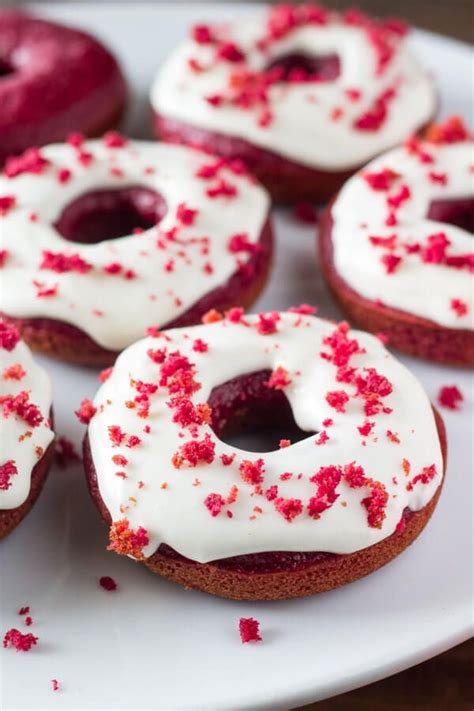 Baked Red Velvet Doughnuts Recipe Donut Glaze Recipes Red Velvet