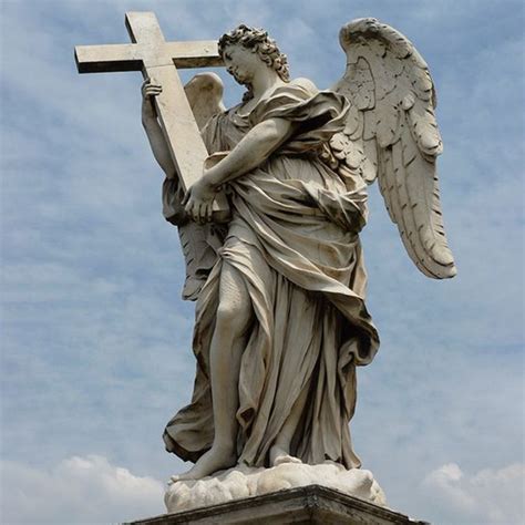 Famous Figure Marble Angel With The Cross Statue Aongking Sculpture