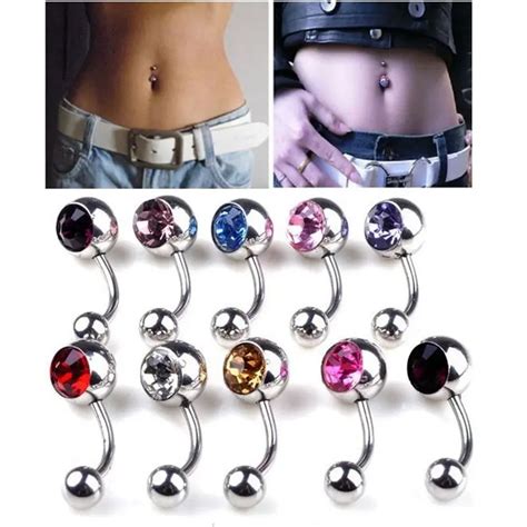 10pcslot Mix Color Crystals Belly Button Rings Body Jewelry 316l Surgical Steel Barbell Navel