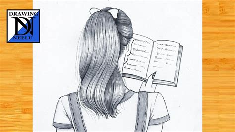 How To Draw A Girl Studying Book Pencil Sketch For Beginner A