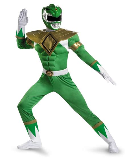Power Ranger Muscle Movie Adult Costume Green Men Power