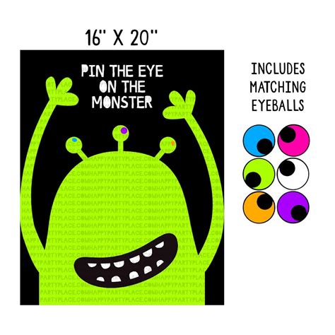 Monster Halloween Party Game Pin The Eye On The Monster Etsy