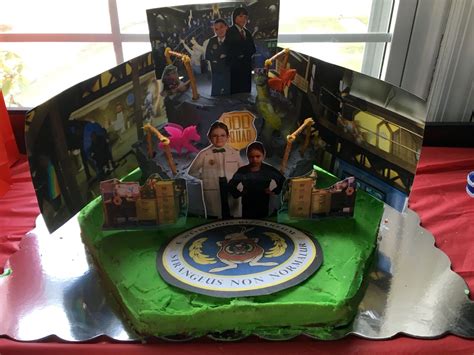 Odd Squad Cake Made With Photo Inserts And Toys And Pretzel Railing How