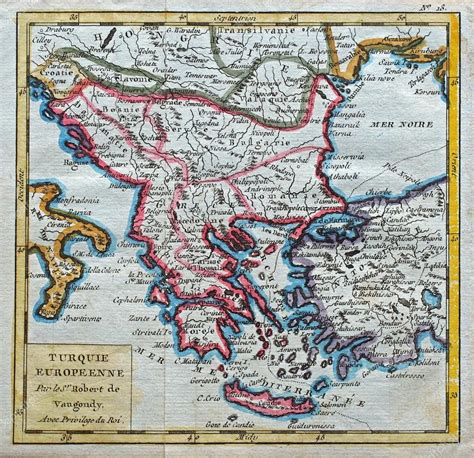 Original antiguo Turquía y Grecia mapa fotografía de stock Fred49
