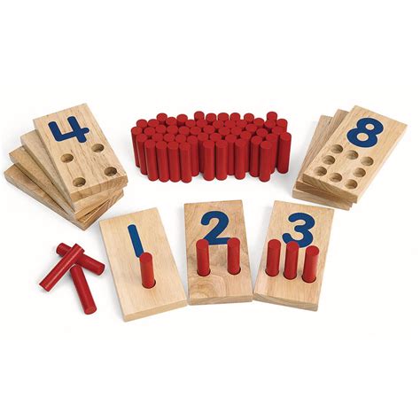Excellerations 25x 5 Inches Peg Number Boards Wooden Counting Teaching Toy Educational Toy
