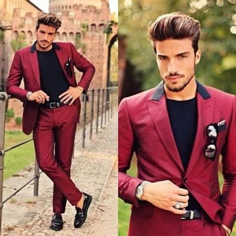 Men Suits Stylish 2 Piece Suit Slim Fit Red Suit One Button Etsy Prom