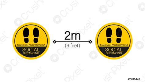 Social Distance Signage Icon Please Wait Here Keep Safe Distance